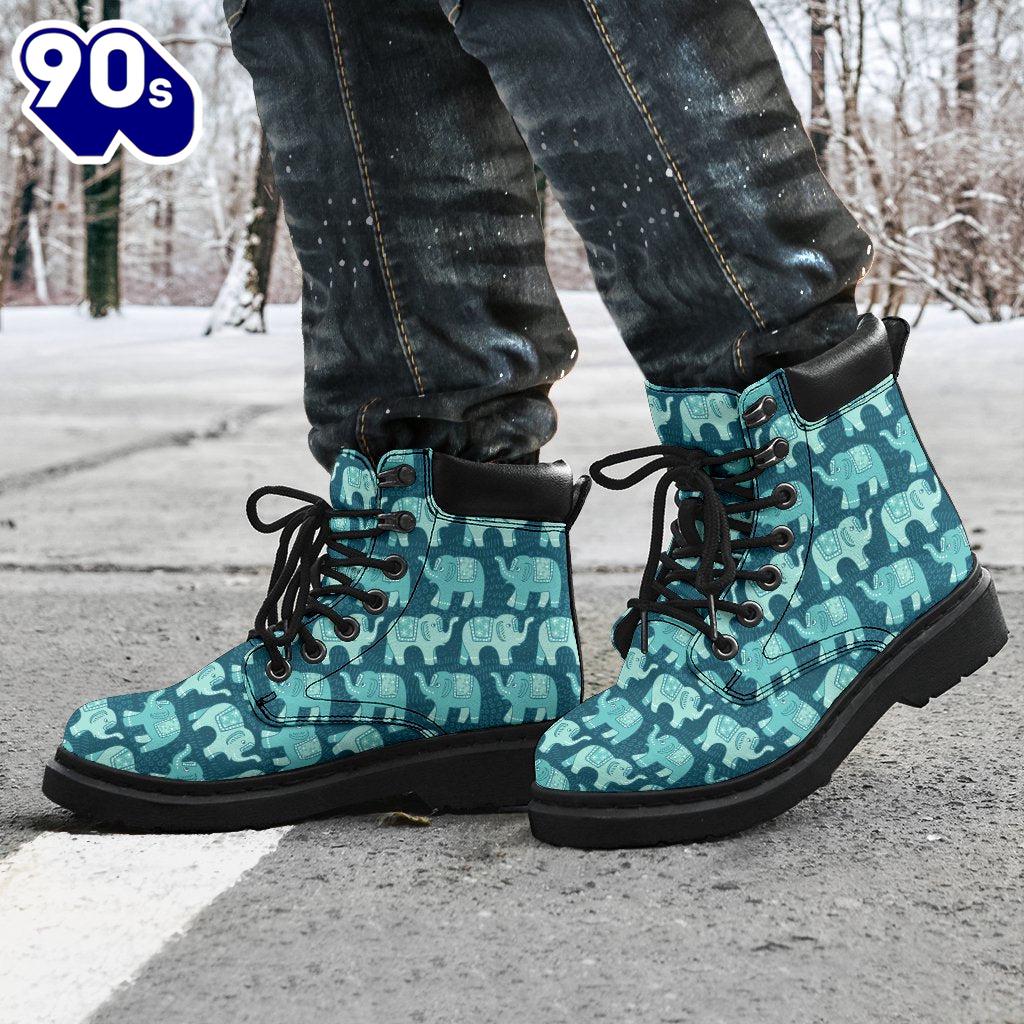 Elephant Leather Boots Animal Custom Shoes Elephant Lover Gift PT03 Elephant Leather Boots Animal Custom Shoes Elephant Lover Gift PT03