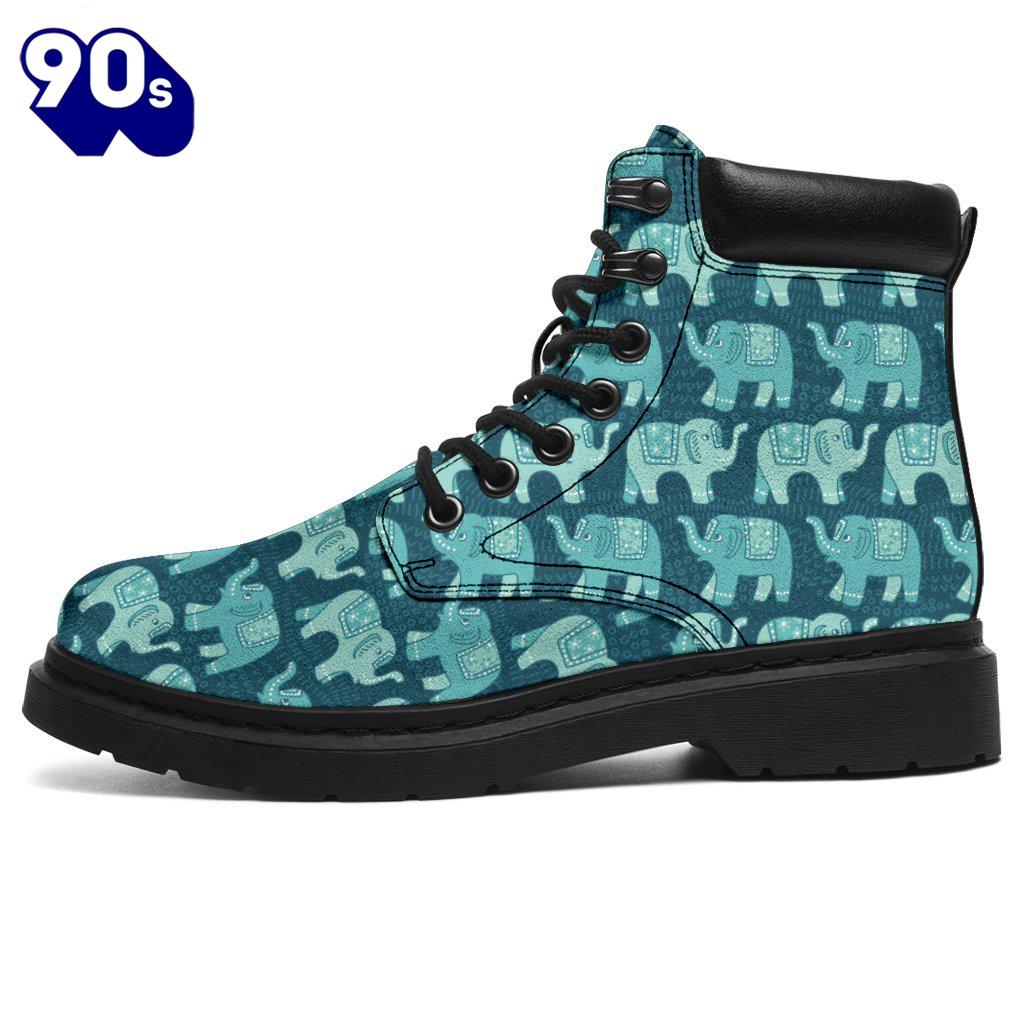Elephant Leather Boots Animal Custom Shoes Elephant Lover Gift PT03 Elephant Leather Boots Animal Custom Shoes Elephant Lover Gift PT03