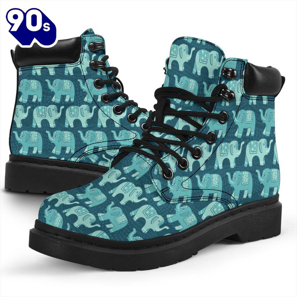 Elephant Leather Boots Animal Custom Shoes Elephant Lover Gift PT03 Elephant Leather Boots Animal Custom Shoes Elephant Lover Gift PT03