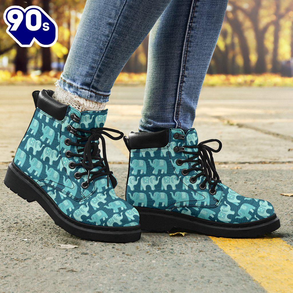 Elephant Leather Boots Animal Custom Shoes Elephant Lover Gift PT03 Elephant Leather Boots Animal Custom Shoes Elephant Lover Gift PT03