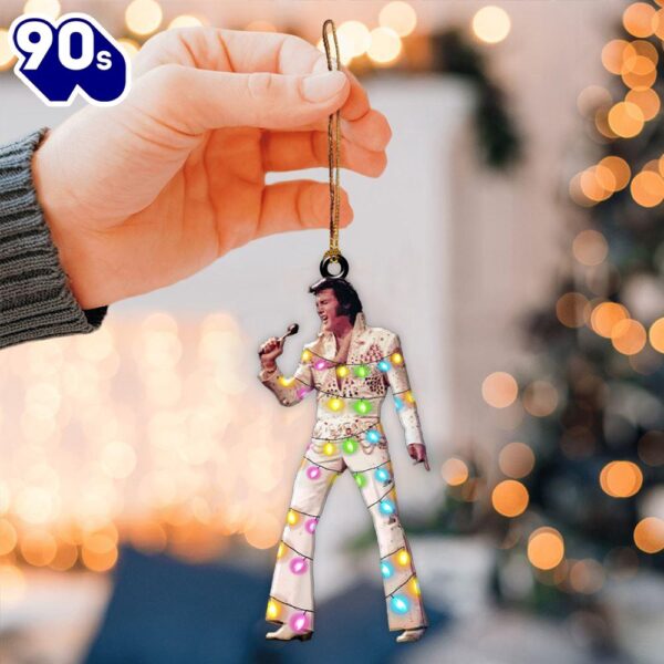 Elvis In White Suit Red Cape Ornament Gift Xmas