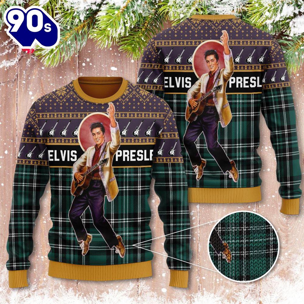 Elvis Presley Belt Buckle Sign With Rhinestone - Ugly Christmas Sweater Gift Xmas Elvis Presley Belt Buckle Sign With Rhinestone - Ugly Christmas Sweater Gift Xmas