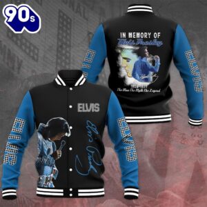 Elvis Presley Blue Women Men Baseball Jacket Long Sleeve Clothing Cool Sports Jacket Gift Xmas