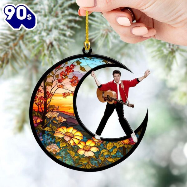 Elvis Presley Christmas The Moon Acrylic Ornament Gift Xmas