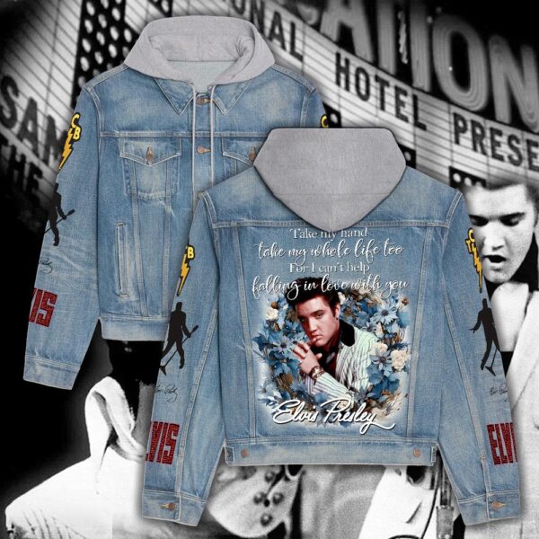 Elvis Presley Elvis Is Back 5 Gift Christmas Denim Hood Jacket For Fans – Elvis Hooded Denim Jacket
