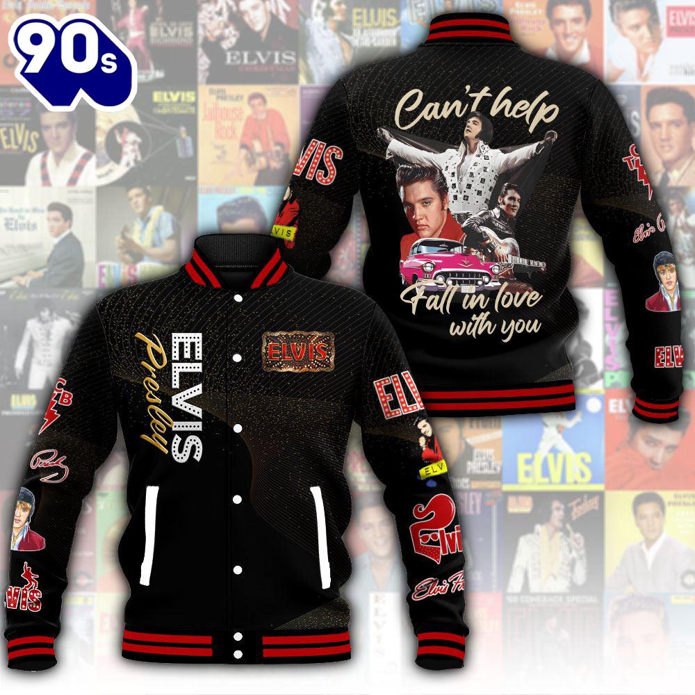 Elvis Presley For I Can't Help Falling In Love With You Baseball Jacket Gift Xmas Elvis Presley For I Can't Help Falling In Love With You Baseball Jacket Gift Xmas