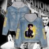 Elvis Presley Golden Suit King Of Rock Christmas Denim Hood Jacket For Fans – Elvis Hooded Denim Jacket
