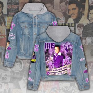 Elvis Presley Just A Gril Who Love Christmas Denim Hood Jacket For Fans – Elvis Hooded Denim Jacket