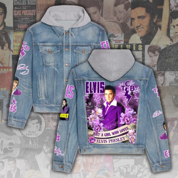 Elvis Presley Just A Gril Who Love Christmas Denim Hood Jacket For Fans – Elvis Hooded Denim Jacket