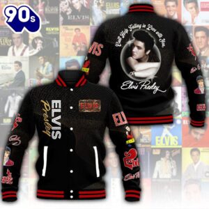 Elvis Presley King Of Rock And Roll Baseball Jacket Gift Xmas