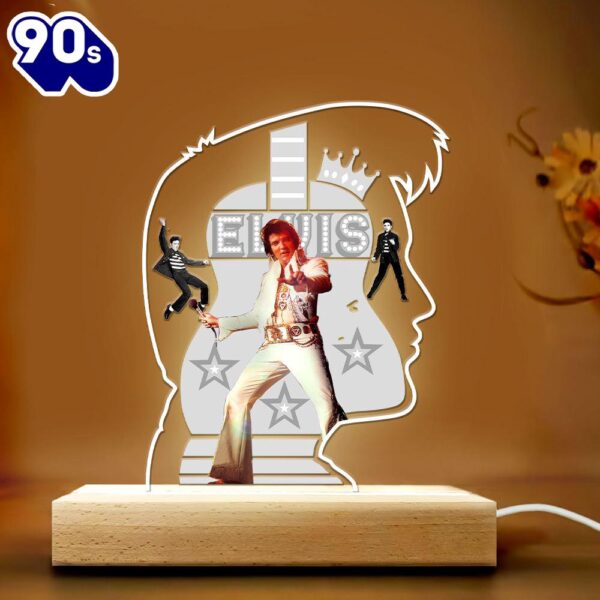 Elvis Presley Led Light with Wooden Base  Gift Xmas