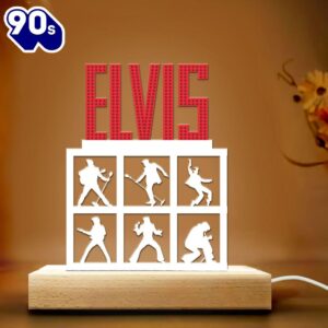 Elvis Presley Led Light With Wooden Base Gift Christmas Gift Xmas