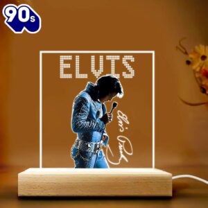 Elvis Presley Led Light With Wooden Base Gift Fans Gift Xmas