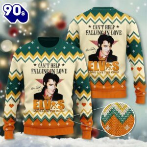 Elvis Presley Long Live The King Christmas 3D Ugly Sweater Gift Xmas