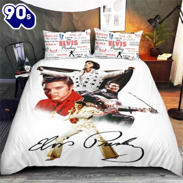 Elvis Presley Merry Christmas Gift Fans Bedding Set Decor Home