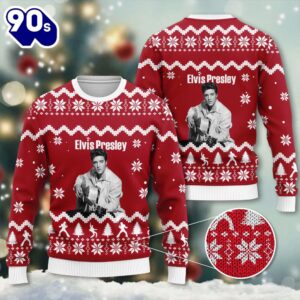 Elvis Presley RED 3D Ugly Sweater Gift Xmas