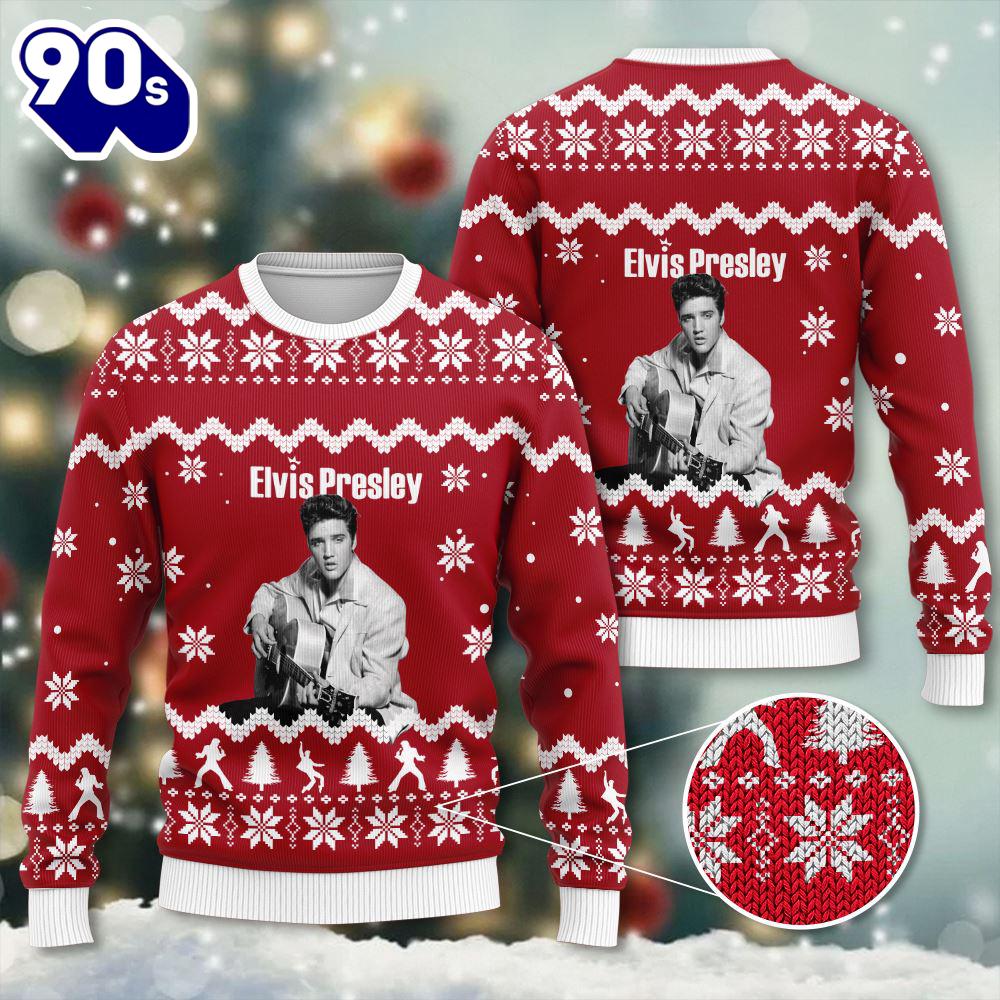 Elvis Presley RED 3D Ugly Sweater Gift Xmas Elvis Presley RED 3D Ugly Sweater Gift Xmas