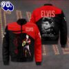 Elvis Presley Red And Black 3D Bomber Jacket  For Fans