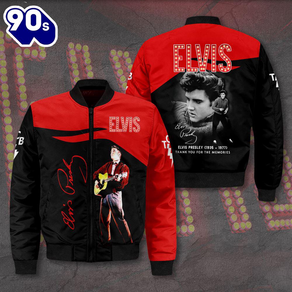 Elvis Presley Red And Black 3D Bomber Jacket For Fans Elvis Presley Red And Black 3D Bomber Jacket For Fans