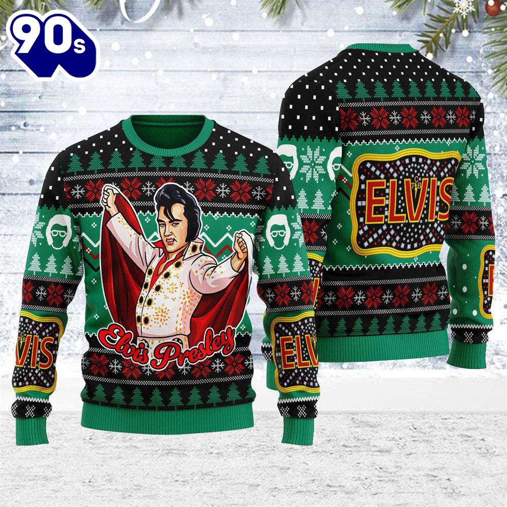 Elvis Presley Sign With Rhinestone Christmas Ugly Sweate Gift Xmas Elvis Presley Sign With Rhinestone Christmas Ugly Sweate Gift Xmas