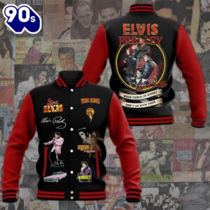 Elvis Presley The King Of Rock And Roll Baseball Jacket Gift Xmas