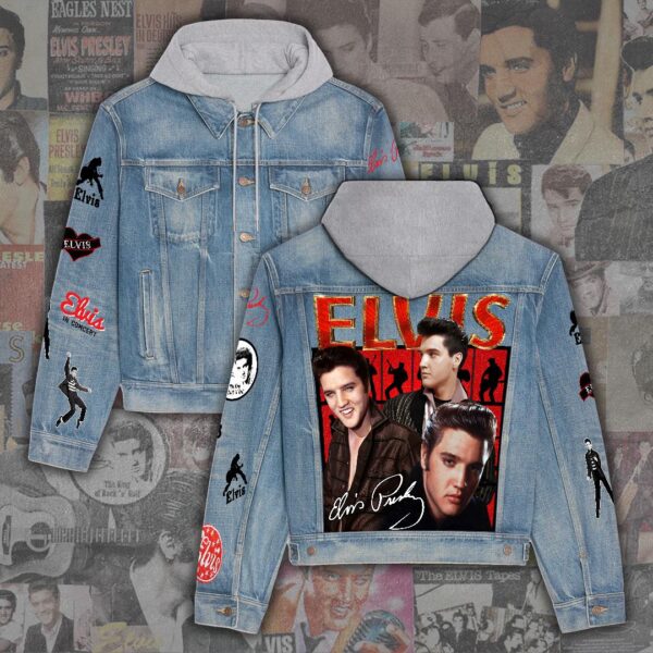 Elvis Presley The King Of Rock N Roll Christmas Denim Hood Jacket For Fans – Elvis Hooded Denim Jacket