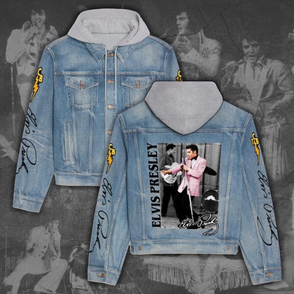 Elvis Presley The Tour Christmas Denim Hood Jacket For Fans – Elvis Hooded Denim Jacket