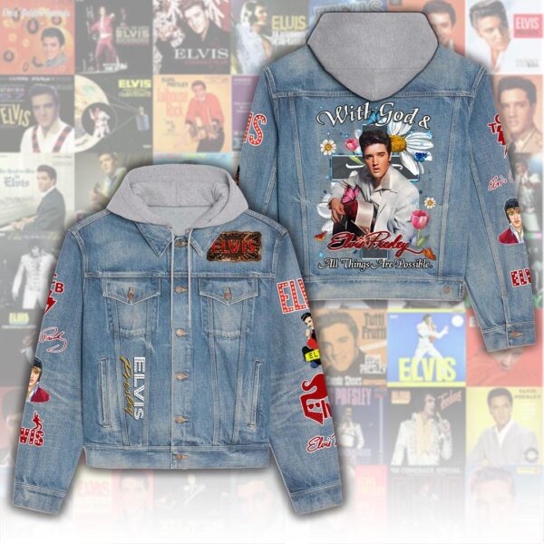 Elvis Presley True Fans Women’s Gift Christmas Denim Hood Jacket For Fans – Elvis Hooded Denim Jacket