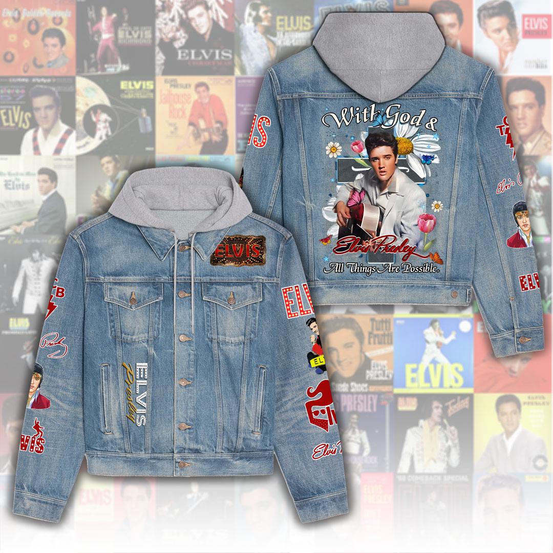 Elvis Presley True Fans Women’s Gift Christmas Denim Hood Jacket For Fans - Elvis Hooded Denim Jacket Elvis Presley True Fans Women’s Gift Christmas Denim Hood Jacket For Fans - Elvis Hooded Denim Jacket