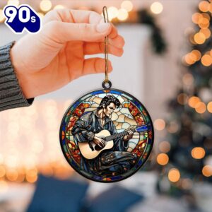 Elvis Presley Wallpaper Christmas Side Printed Acrylic Ornament Gift Xmas