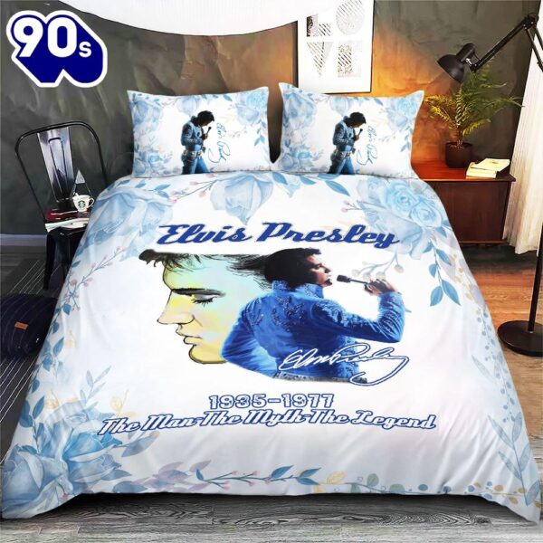 Elvis Presley Wearing A Gold Lam Suit And Shoes Bedding Set Decor Home