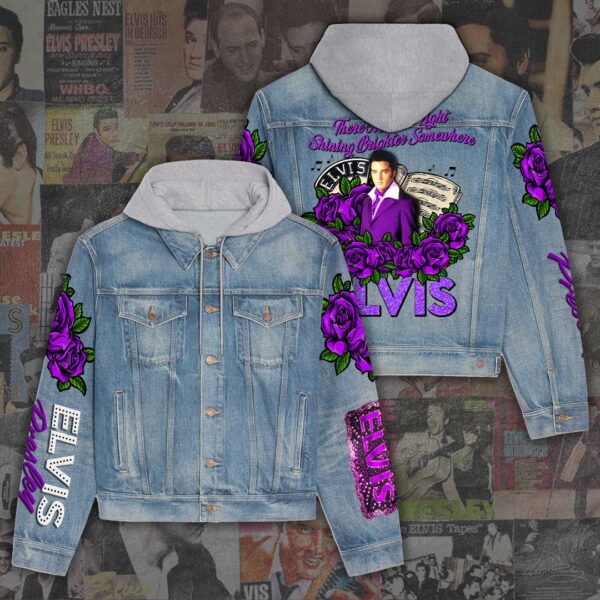 Elvis Presley Women’s Gift Christmas Denim Hood Jacket – Elvis Hooded Denim Jacket