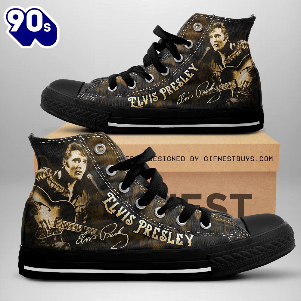 Elvis Presley Yellow Shoes, Elvis Presley High Top Canvas Shoes For Fans Elvis Presley Yellow Shoes, Elvis Presley High Top Canvas Shoes For Fans