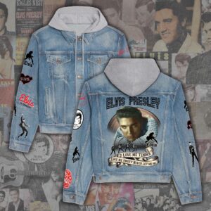 Elvis Vibrations Rock ‘n’ Roll Gift Christmas Denim Hood Jacket For Fans – Elvis Hooded Denim Jacket