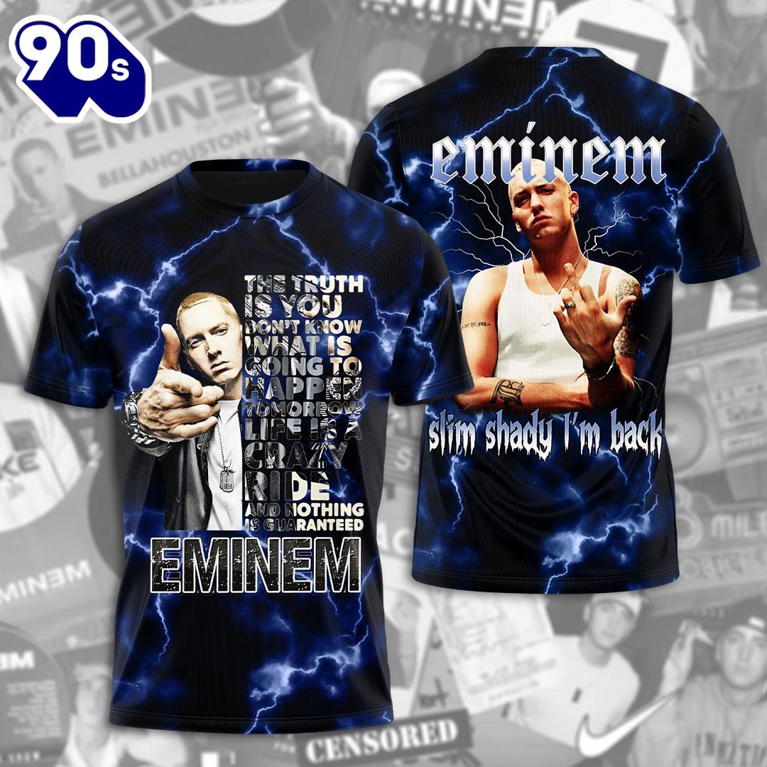 Eminem Slim Shady I’m Back 2024 Blue All Over Print Rapper Shirts For Fans Eminem Slim Shady I’m Back 2024 Blue All Over Print Rapper Shirts For Fans