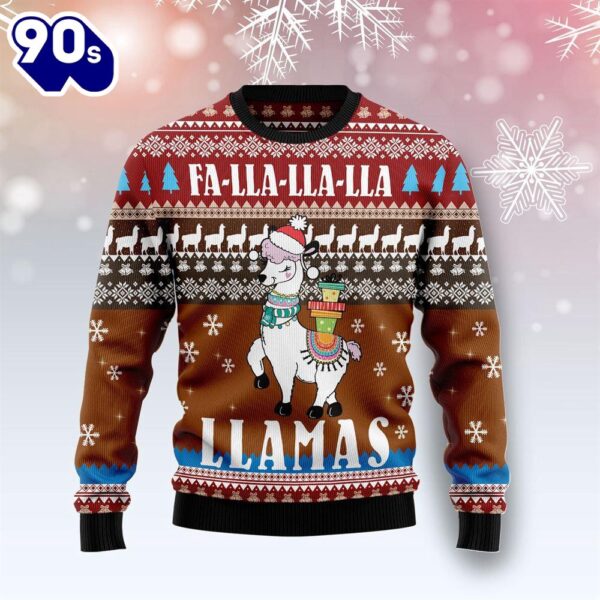 Christmas 2024  Fa Lla Lla Llamas Ugly Christmas Sweater