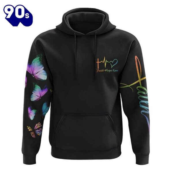 Faith Butterflies Cross 3D Hoodie