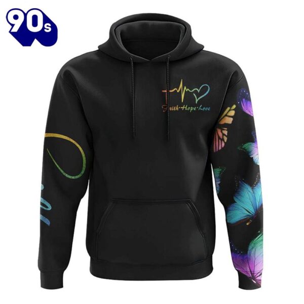Faith Butterflies Sunflower Flag Cross 3D Hoodie