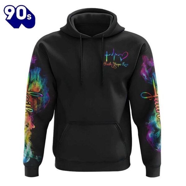 Faith Colorful Wings Cross Smoke 3D Hoodie