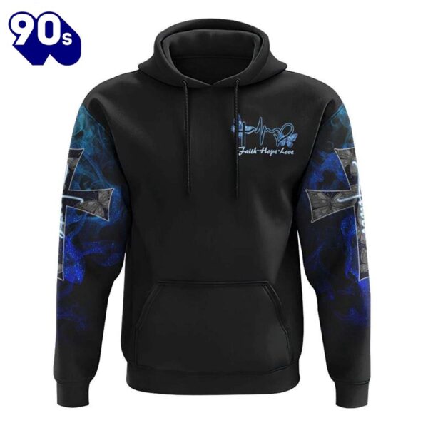Faith Cross Blue Butterfly Smoke 3D Hoodie