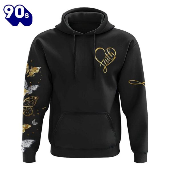 Faith Cross Gold Butterfly 3D Hoodie