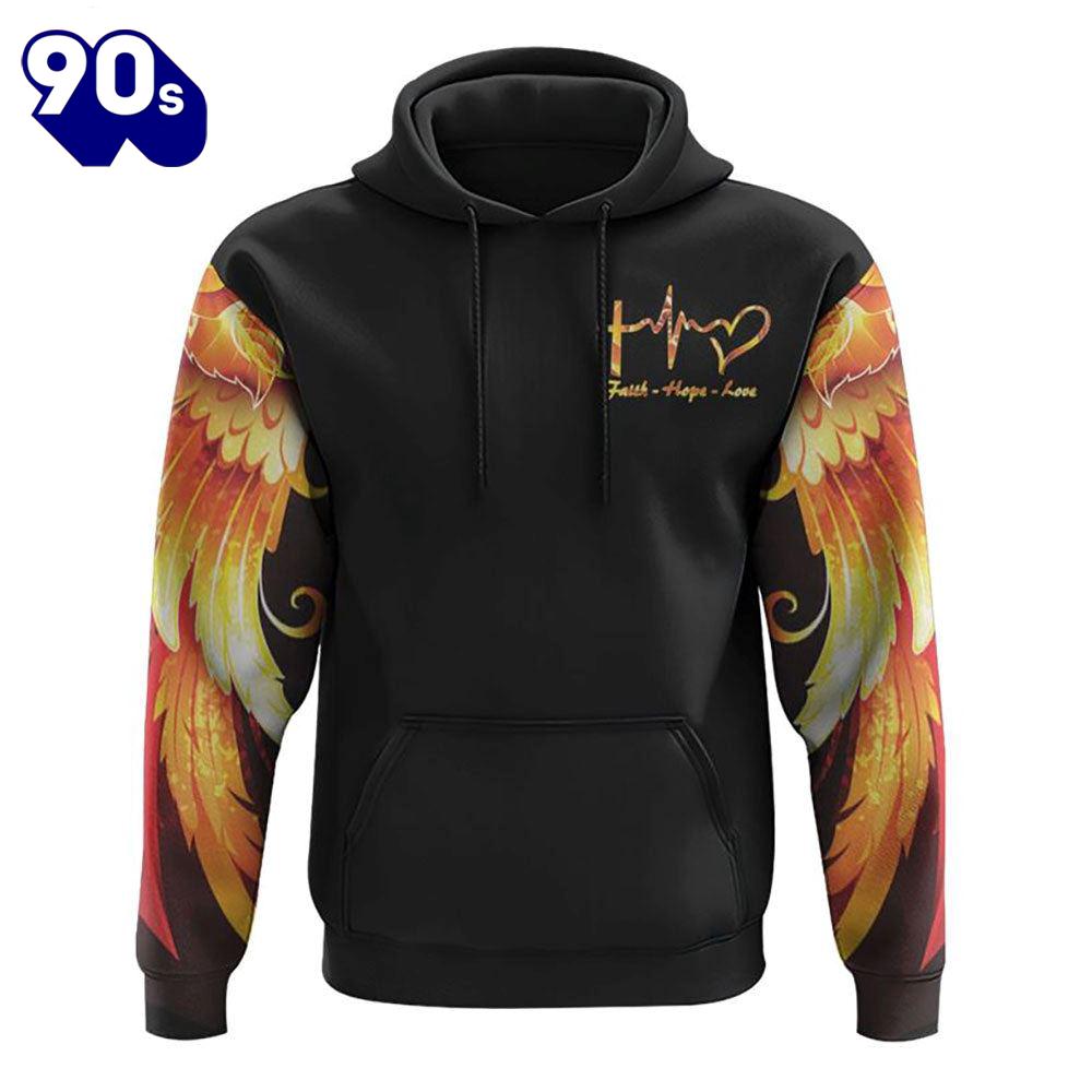 Faith Cross Rose Wings Golden 3D Hoodie Faith Cross Rose Wings Golden 3D Hoodie