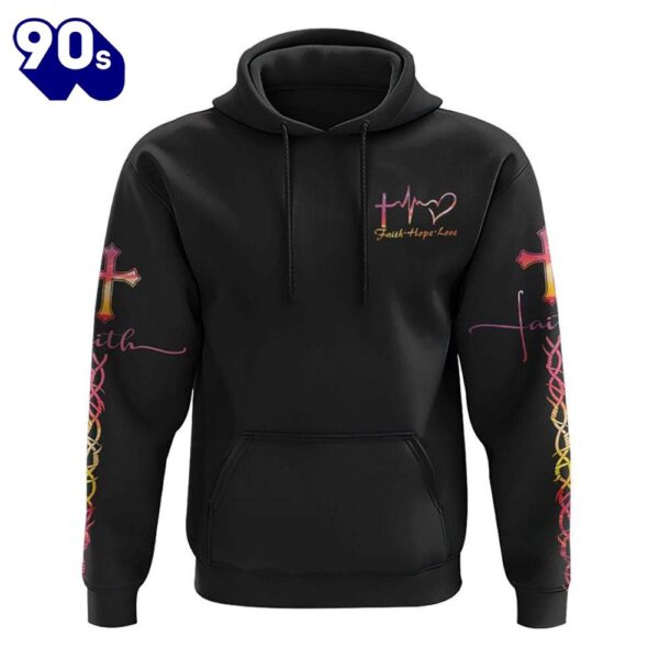 Faith Cross Wings Beach Watercolor 3D Hoodie