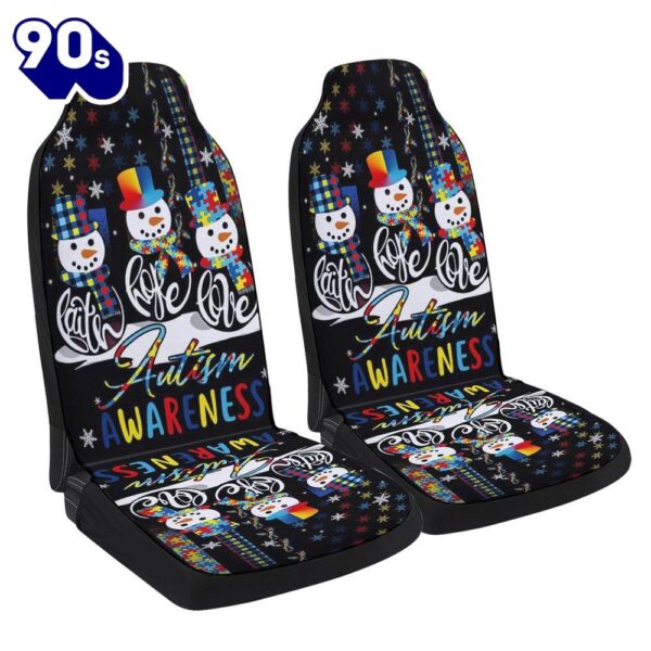 Faith Hope Love Autism Awareness Snowman Christmas Seat Cover Cars Gift Xmas