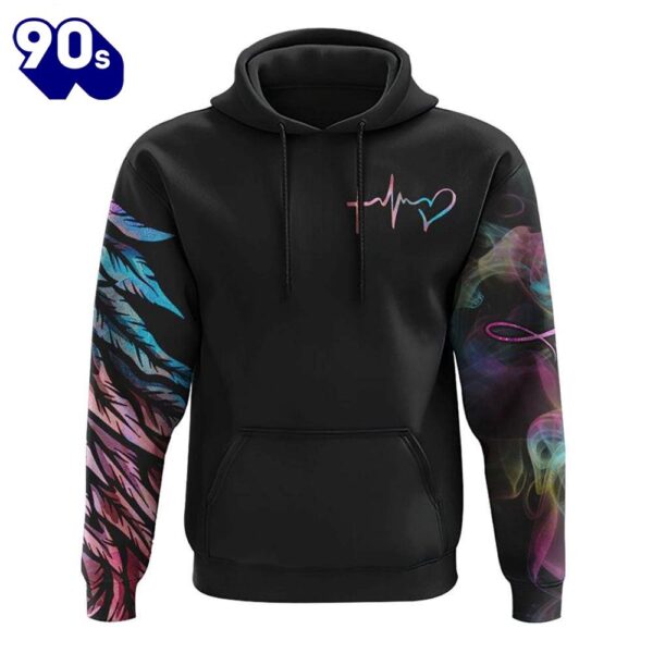 Faith Hope Love Half Wings Heart Colorful Smoke 3D Hoodie