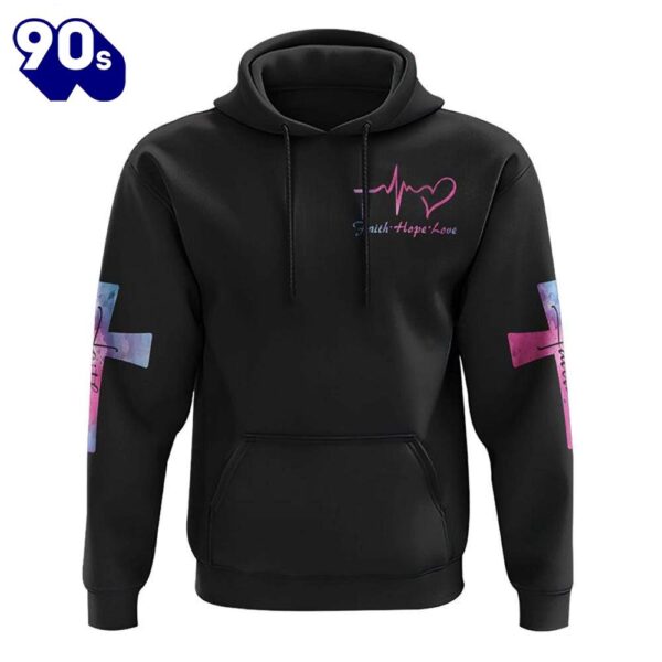 Faith Hope Love Heart Colorful Watercolor 3D Hoodie