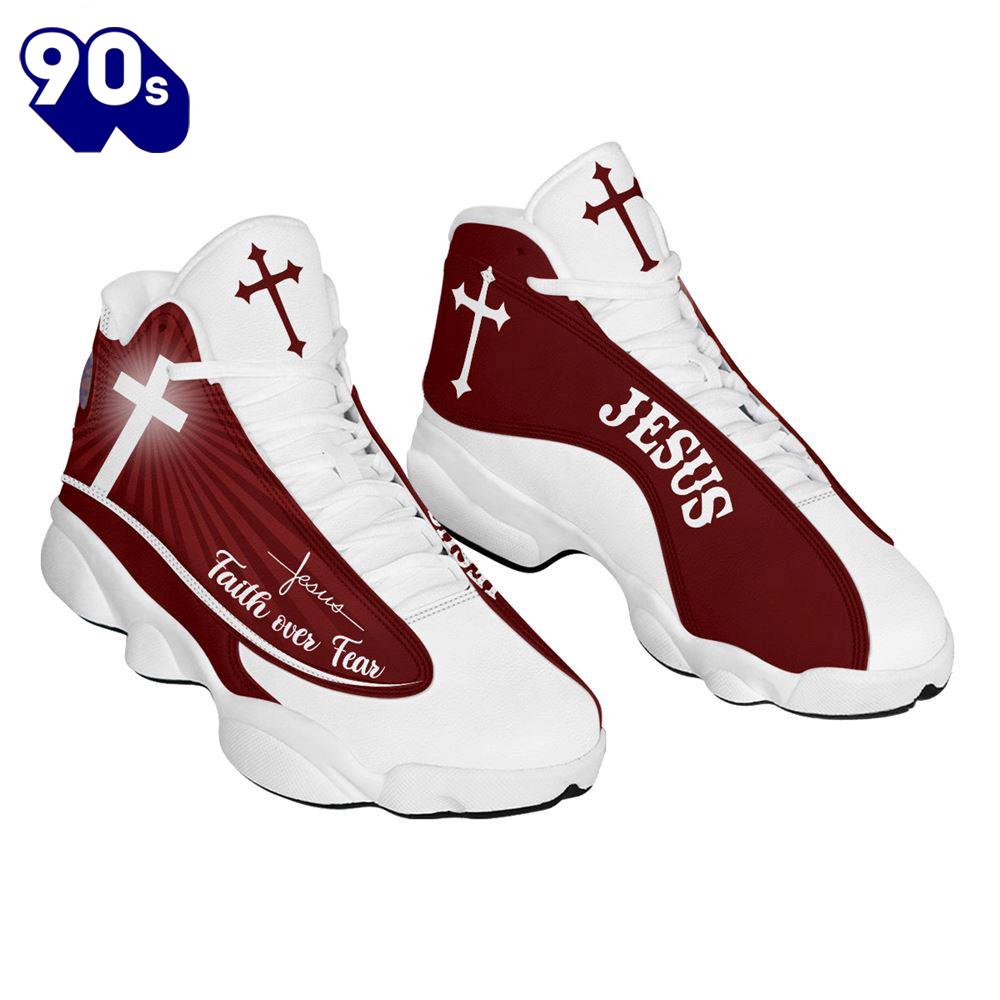 Faith Over Fear Jesus Jd13 Shoes For Man And Women Red Design Gift Christmas Faith Over Fear Jesus Jd13 Shoes For Man And Women Red Design Gift Christmas