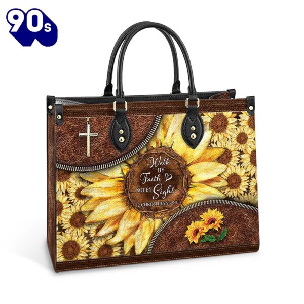Faith Sunflower Leather Bag Christ Gifts Leather Bags  Gift For  Women Christmas