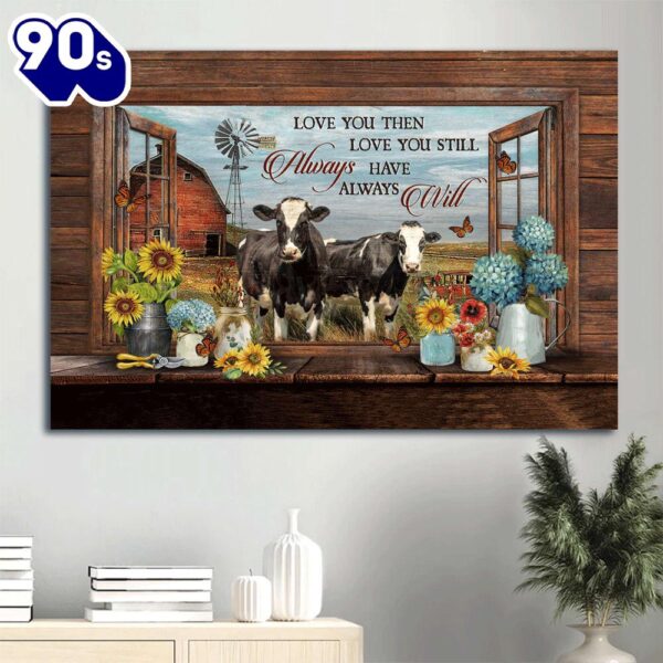 Family Dairy Cow Peace Farm Flower Vase Canvas Gift For Members Family Love You Then Love You Still Canvas Wall Art  Poster Gift Christmas