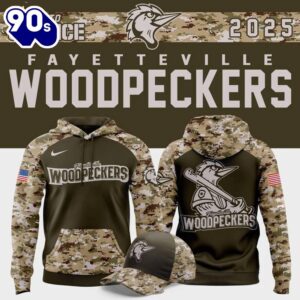 Fayetteville Woodpeckers Salute to Service 2025 Camo Hoodie